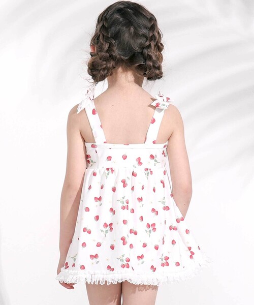 SLAP SLIP（スラップスリップ）の「【お揃い】肩リボンフルーツ総柄ワンピース型スイムウェア(90~130cm)（水着・キッズ・イエロー系その他/ホワイト系その他・90cm/100cm/110cm/120cm/130cm）」の7枚目の写真