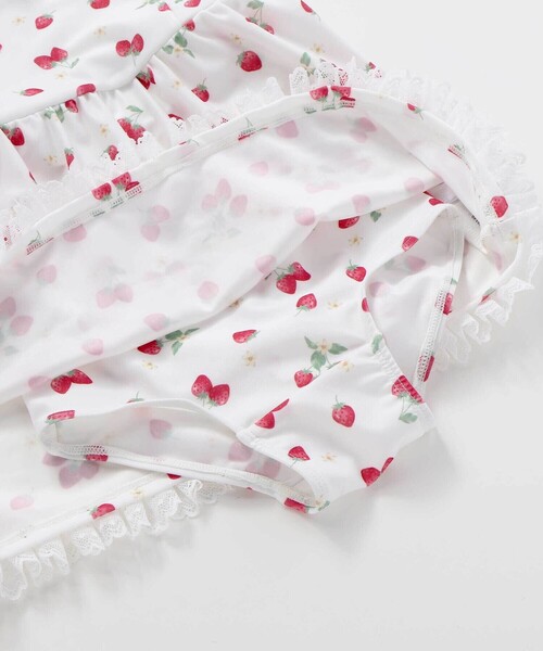 SLAP SLIP（スラップスリップ）の「【お揃い】肩リボンフルーツ総柄ワンピース型スイムウェア(90~130cm)（水着・キッズ・イエロー系その他/ホワイト系その他・90cm/100cm/110cm/120cm/130cm）」の17枚目の写真