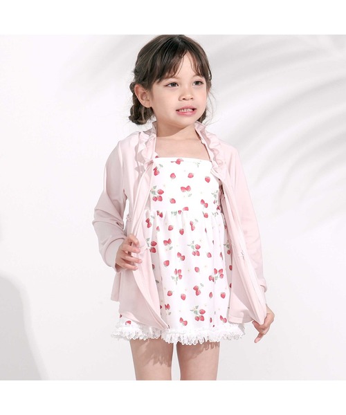 SLAP SLIP（スラップスリップ）の「【お揃い】肩リボンフルーツ総柄ワンピース型スイムウェア(90~130cm)（水着・キッズ・イエロー系その他/ホワイト系その他・90cm/100cm/110cm/120cm/130cm）」の5枚目の写真