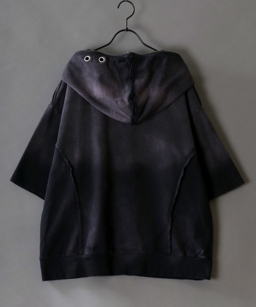 セール】Grunge Style Sweat Half Zip Hoodie/グランジ