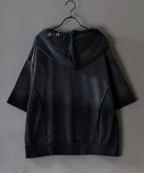 Grunge Style Sweat Half Zip Hoodie/グランジ ヴィンテージ