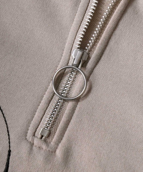 SITRY(シトリー)の「Grunge Style Sweat Half Zip Hoodie/グランジ ヴィンテージライク オーバーサイズ 裏毛 ハーフジップ フーディー パーカー スウェット レディース メンズ(パーカー・メンズ・ブラック/ベージュ/パープル・M/L)」の15枚目の写真