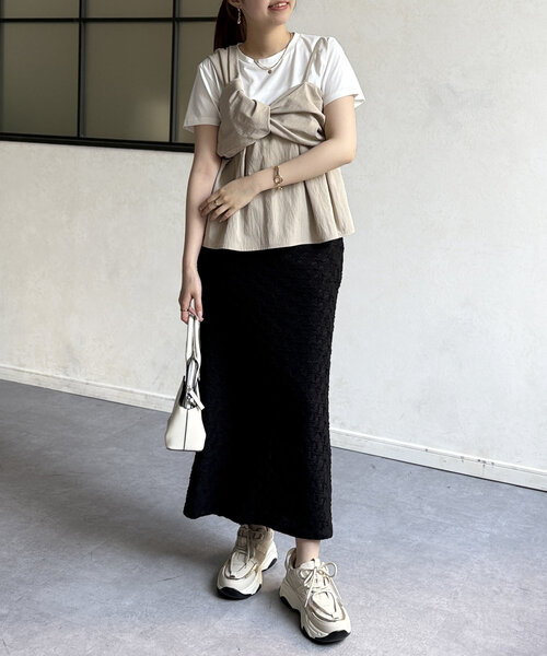 Chez toi(シェトワ)の「ビスチェ見えドッキングプルオーバー(Tシャツ/カットソー・レディース・ブラック/グレー/ベージュ・FREE)」の10枚目の写真