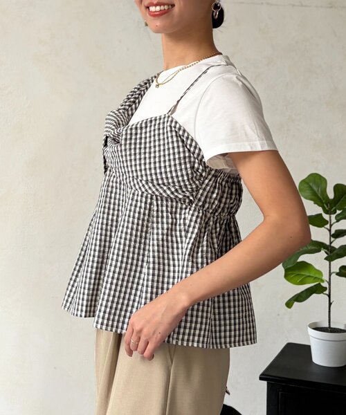 Chez toi(シェトワ)の「ビスチェ見えドッキングプルオーバー(Tシャツ/カットソー・レディース・ブラック/グレー/ベージュ・FREE)」の17枚目の写真