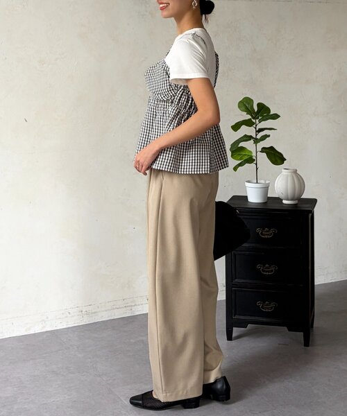 Chez toi(シェトワ)の「ビスチェ見えドッキングプルオーバー(Tシャツ/カットソー・レディース・ブラック/グレー/ベージュ・FREE)」の22枚目の写真