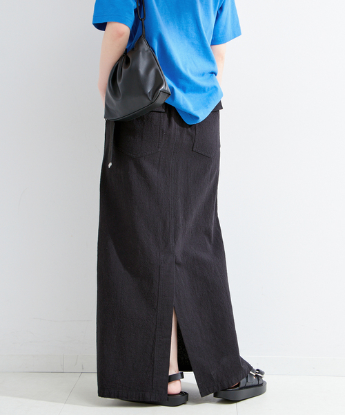 B.C STOCK（ベーセーストック）の「ウォッシャブル / ベルト付きリネンライクオックスクライミングベイカースカート（スカート・レディース・キャメル/ブラック/アイボリー・SMALL/MEDIUM）」の10枚目の写真