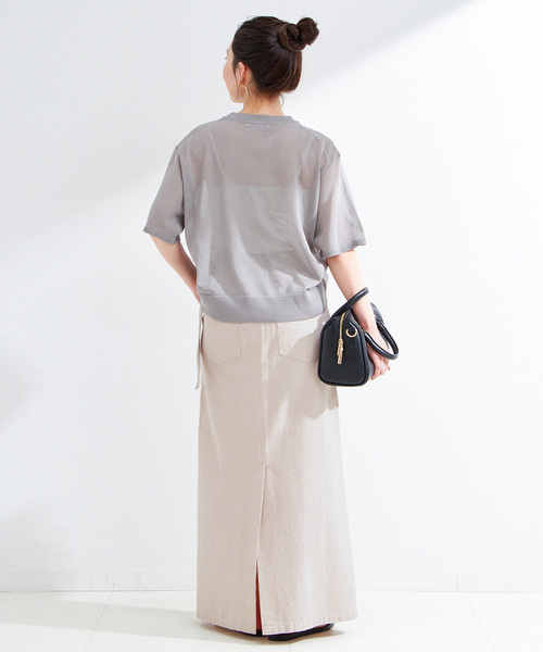 B.C STOCK（ベーセーストック）の「ウォッシャブル / ベルト付きリネンライクオックスクライミングベイカースカート（スカート・レディース・キャメル/ブラック/アイボリー・SMALL/MEDIUM）」の14枚目の写真
