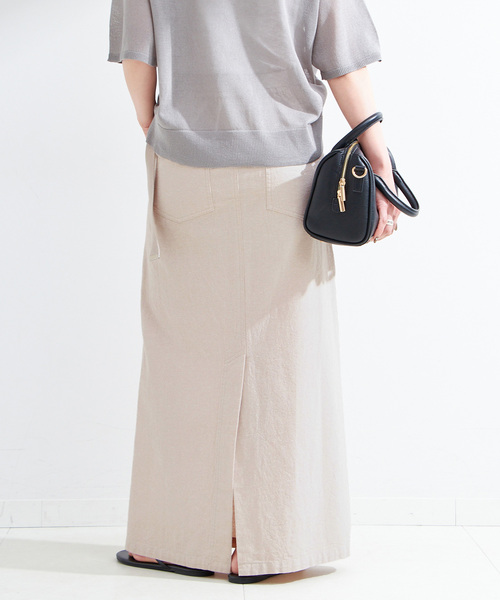 B.C STOCK（ベーセーストック）の「ウォッシャブル / ベルト付きリネンライクオックスクライミングベイカースカート（スカート・レディース・キャメル/ブラック/アイボリー・SMALL/MEDIUM）」の18枚目の写真