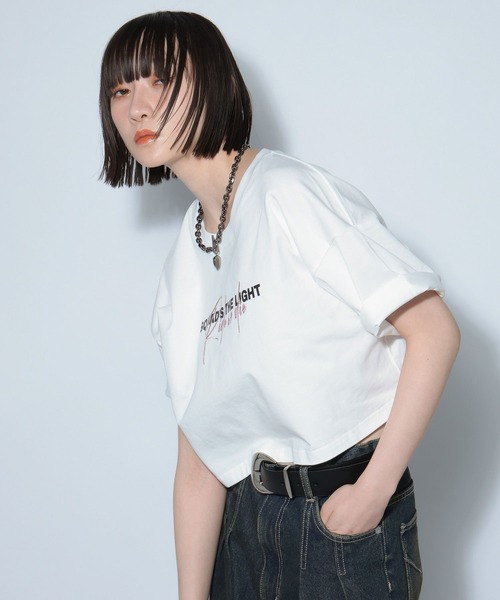PAGEBOY(ページボーイ)の「ダブルロゴショートTシャツ(Tシャツ/カットソー・レディース・ホワイト/ブラック/コーラル・FREE)」の14枚目の写真