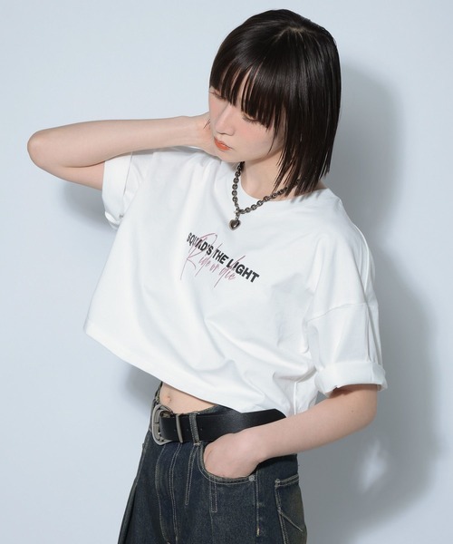 PAGEBOY(ページボーイ)の「ダブルロゴショートTシャツ(Tシャツ/カットソー・レディース・ホワイト/ブラック/コーラル・FREE)」の13枚目の写真