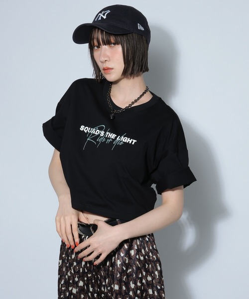 PAGEBOY(ページボーイ)の「ダブルロゴショートTシャツ(Tシャツ/カットソー・レディース・ホワイト/ブラック/コーラル・FREE)」の6枚目の写真