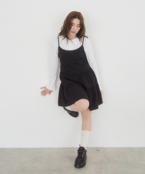 mellowneon（メロウネオン）の「ウェーブワッシャーポロブラウス（シャツ/ブラウス・レディース・ベージュ/アイボリー/ブラック・FREE）」の9枚目の写真