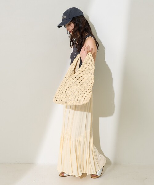 FREAK'S STORE(フリークスストア)の「トライアングル 編みバッグ/ペーパーバッグ(ハンドバッグ・レディース・ナチュラル/ブラック/シルバー・ONE SIZE)」の7枚目の写真