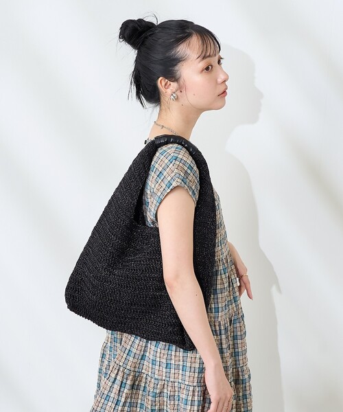 FREAK'S STORE(フリークスストア)の「トライアングル 編みバッグ/ペーパーバッグ(ハンドバッグ・レディース・ナチュラル/ブラック/シルバー・ONE SIZE)」の18枚目の写真