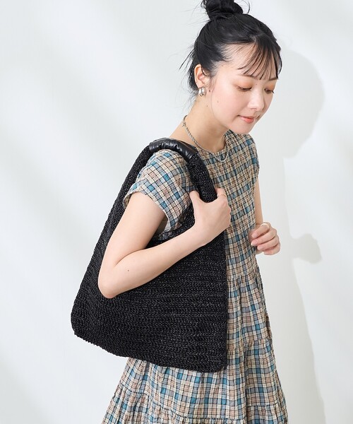 FREAK'S STORE(フリークスストア)の「トライアングル 編みバッグ/ペーパーバッグ(ハンドバッグ・レディース・ナチュラル/ブラック/シルバー・ONE SIZE)」の20枚目の写真