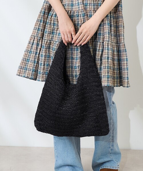 FREAK'S STORE(フリークスストア)の「トライアングル 編みバッグ/ペーパーバッグ(ハンドバッグ・レディース・ナチュラル/ブラック/シルバー・ONE SIZE)」の21枚目の写真