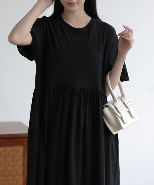 SUNFLOWER EIGHT(サンフラワーエイト)の「Tシャツフレアワンピ(ワンピース・レディース・ピンク/チャコールグレー/ブルー/ブラック/スモーキーグリーン系・M)」の13枚目の写真