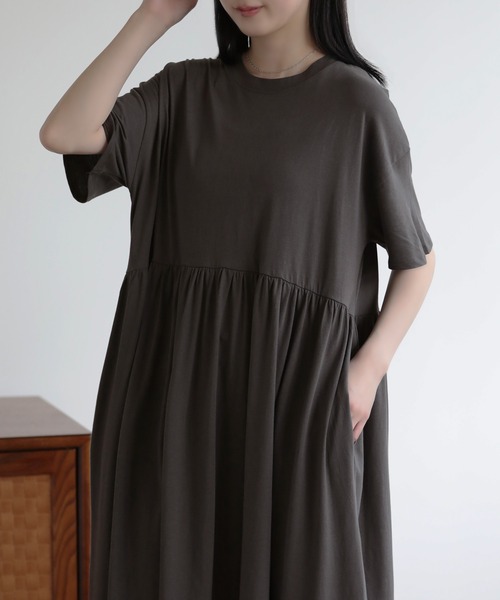SUNFLOWER EIGHT(サンフラワーエイト)の「Tシャツフレアワンピ(ワンピース・レディース・ピンク/チャコールグレー/ブルー/ブラック/スモーキーグリーン系・M)」の17枚目の写真