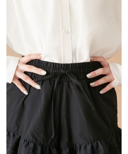 リリーブラウン 半袖 刺繍肩あき カットソー 上下セットアップ F/1 オレンジ系 Lily Brown ショートパンツ レディース 古着 中古 Lily Brown - リリーブラウン 半袖 刺繍肩あき カットソー 上下