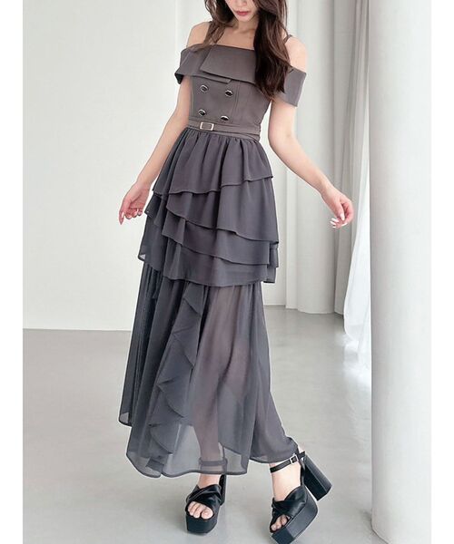 RESEXXY（リゼクシー）の「2Wayオフショルドッキングワンピース（ワンピース・レディース・アイボリー/チャコールグレー/ネイビー・FREE）」の3枚目の写真