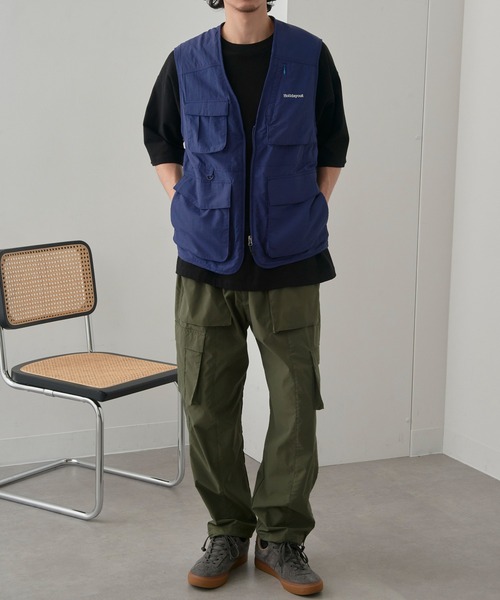 MAGASIN DE MODE Brew（マガジンデモードブリュー）の「【MAGASIN DE MODE Brew】ナイロンミリタリーフィッシングベスト MZJ（ベスト・メンズ・ネイビー/キャメル・M/L/LL）」の9枚目の写真
