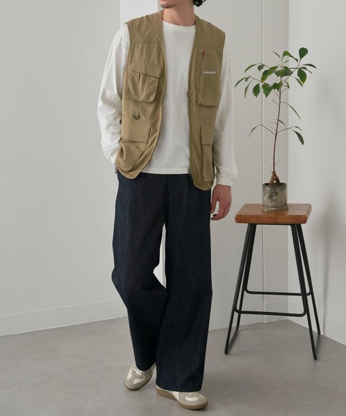 MAGASIN DE MODE Brew（マガジンデモードブリュー）の「【MAGASIN DE MODE Brew】ナイロンミリタリーフィッシングベスト MZJ（ベスト・メンズ・ネイビー/キャメル・M/L/LL）」の4枚目の写真