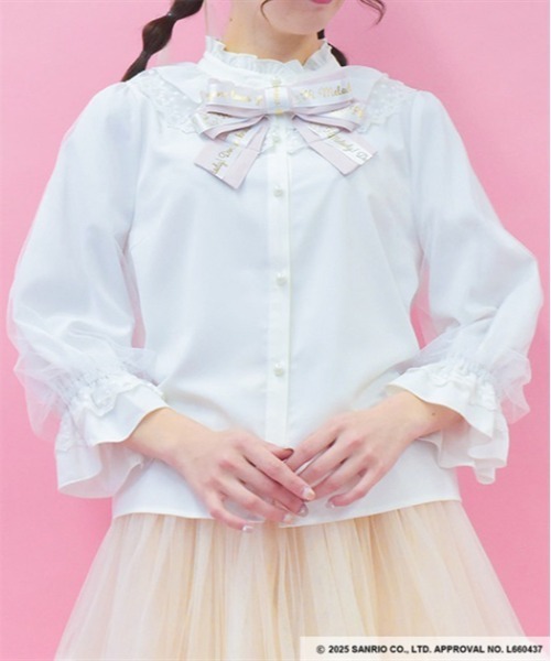 axes femme / マイメロディ/ブラウス  白ｘ赤 S-25-05-21-036-AX-BL-HR-ZI マイメロディ／ブラウス（シャツ/ブラウス）｜axes femme