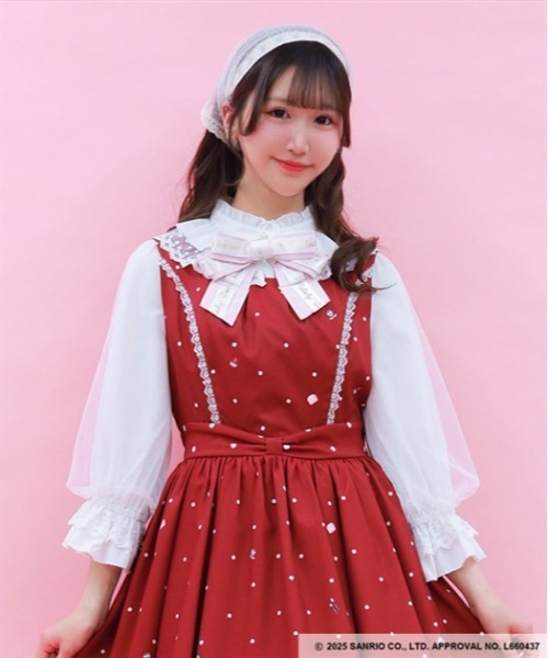 axes femme / マイメロディ/ブラウス  白ｘ赤 S-25-05-21-036-AX-BL-HR-ZS マイメロディ／ブラウス（シャツ/ブラウス）｜axes femme