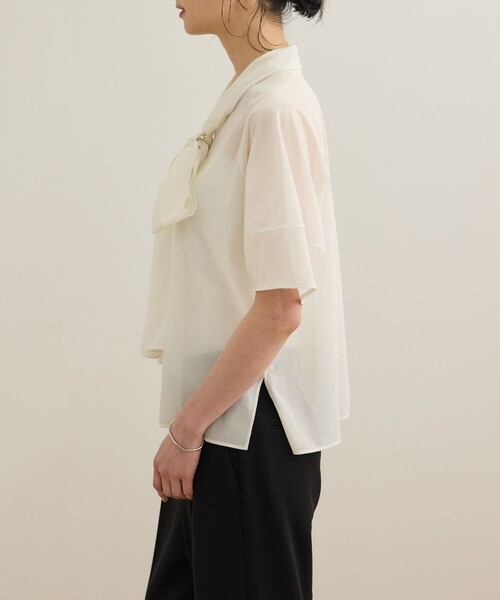 ROPE'(ロペ)の「【洗える】シアートリコットボウタイブラウス(Tシャツ/カットソー・レディース・ブラック/ホワイト/オレンジ・36/38)」の21枚目の写真