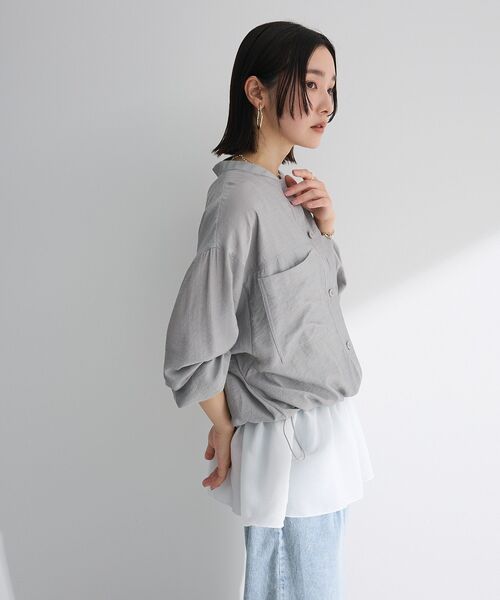 Green　Parks（グリーンパークス）の「裾フリルタンクトップ（タンクトップ・レディース・ストライプ/オフホワイト・FREE）」の6枚目の写真