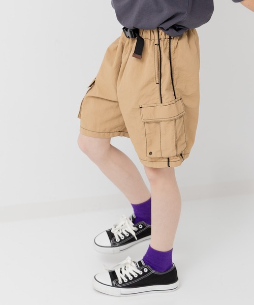 JAM & LINK(ジャムアンドリンク)の「ナイロン脇ラインカーゴハーフパンツ(その他パンツ・キッズ・ブラック/カーキ/ベージュ/ブラウン・100cm/110cm/120cm/130cm/140cm/150cm/160cm)」の8枚目の写真