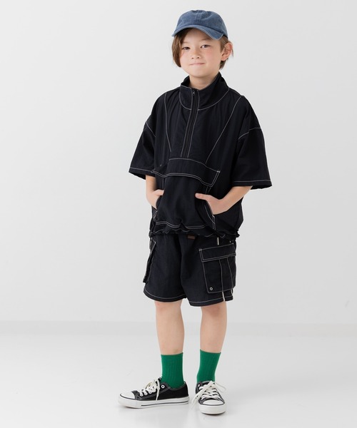 JAM & LINK(ジャムアンドリンク)の「ナイロン脇ラインカーゴハーフパンツ(その他パンツ・キッズ・ブラック/カーキ/ベージュ/ブラウン・100cm/110cm/120cm/130cm/140cm/150cm/160cm)」の9枚目の写真