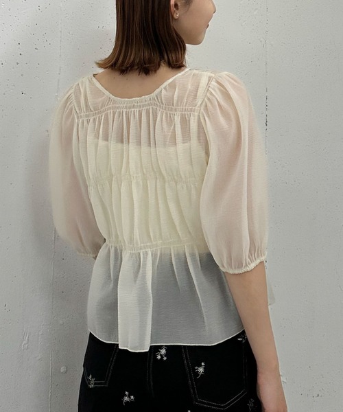 archives(アルシーヴ)の「’チェックアソート2wayシャーリングリボンブラウス’(シャツ/ブラウス・レディース・ホワイト×ネイビー/アイボリー/ホワイト×ブラック/ブラック・MEDIUM)」の13枚目の写真