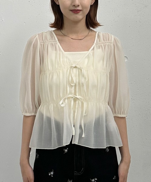 archives(アルシーヴ)の「’チェックアソート2wayシャーリングリボンブラウス’(シャツ/ブラウス・レディース・ホワイト×ネイビー/アイボリー/ホワイト×ブラック/ブラック・MEDIUM)」の22枚目の写真