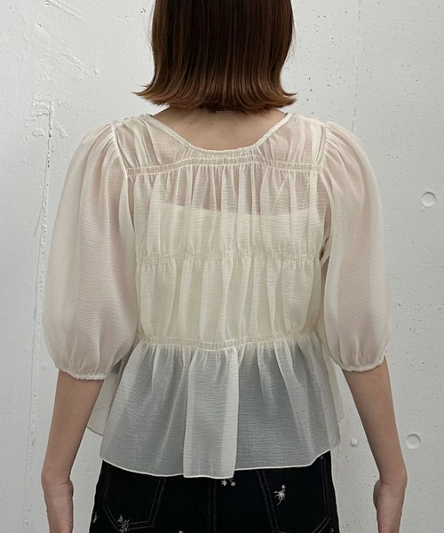 archives(アルシーヴ)の「’チェックアソート2wayシャーリングリボンブラウス’(シャツ/ブラウス・レディース・ホワイト×ネイビー/アイボリー/ホワイト×ブラック/ブラック・MEDIUM)」の20枚目の写真