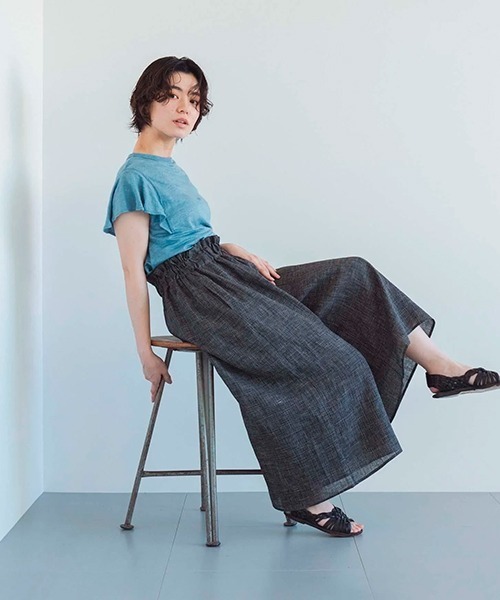 D（ディー）の「リネンチェック キュロットワイドパンツ（その他パンツ