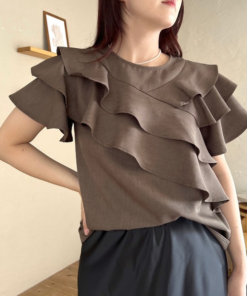 mysty woman（ミスティウーマン）の「【WEB限定】メニーフリルブラウス  499731（シャツ/ブラウス・レディース・オフホワイト/ライトグリーン/ブラウン/ライトブルー/ブラック・FREE）」の20枚目の写真