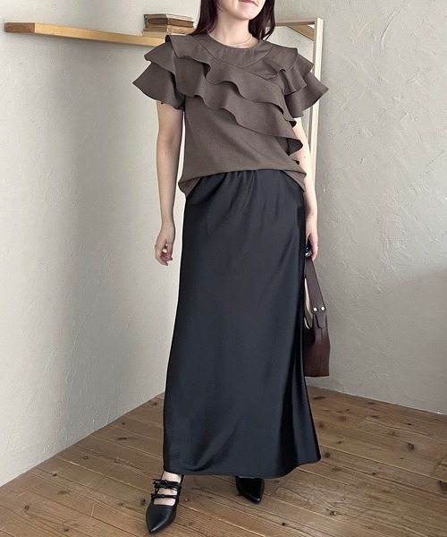 mysty woman（ミスティウーマン）の「【WEB限定】メニーフリルブラウス  499731（シャツ/ブラウス・レディース・オフホワイト/ライトグリーン/ブラウン/ライトブルー/ブラック・FREE）」の19枚目の写真