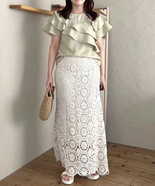 mysty woman（ミスティウーマン）の「【WEB限定】メニーフリルブラウス  499731（シャツ/ブラウス・レディース・オフホワイト/ライトグリーン/ブラウン/ライトブルー/ブラック・FREE）」の18枚目の写真