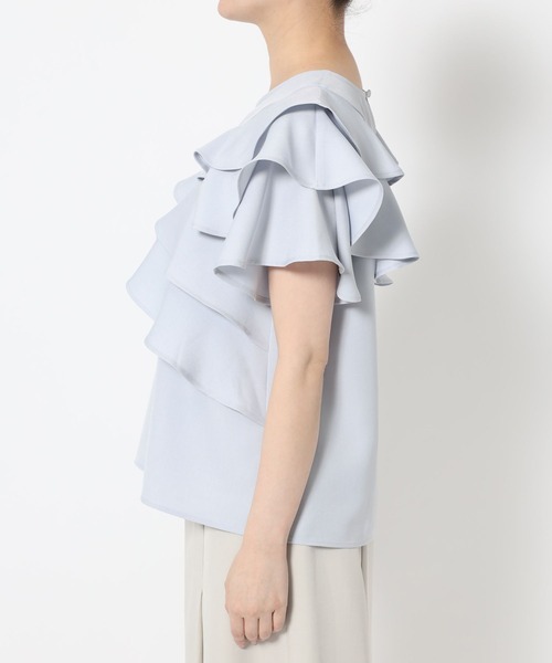 mysty woman（ミスティウーマン）の「【WEB限定】メニーフリルブラウス  499731（シャツ/ブラウス・レディース・オフホワイト/ライトグリーン/ブラウン/ライトブルー/ブラック・FREE）」の16枚目の写真