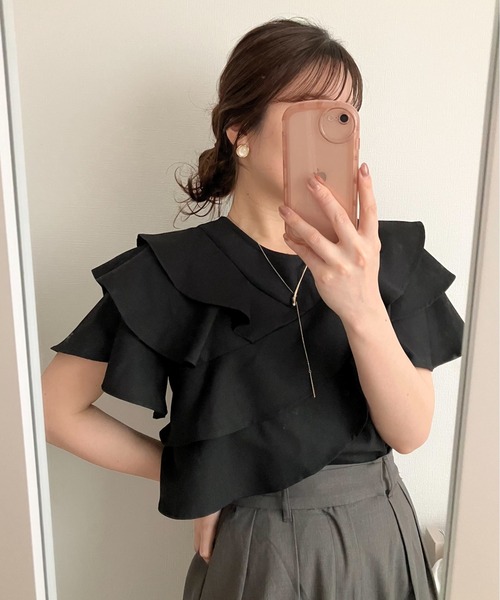 ブラウス シャツ 「WEB限定」メニーフリルブラウス  499731 レディース mysty woman ブラウス シャツ 「WEB限定」メニーフリルブラウス