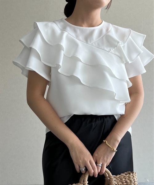 ブラウス シャツ 「WEB限定」メニーフリルブラウス  499731 レディース mysty woman ブラウス シャツ 「WEB限定」メニーフリルブラウス