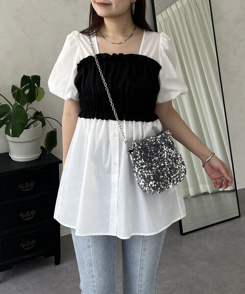 prose verse(プロズヴェール)の「ギャザービスチェドッキングペプラムブラウス(シャツ/ブラウス・レディース・オフホワイト/サックスブルー・MEDIUM/LARGE)」の22枚目の写真