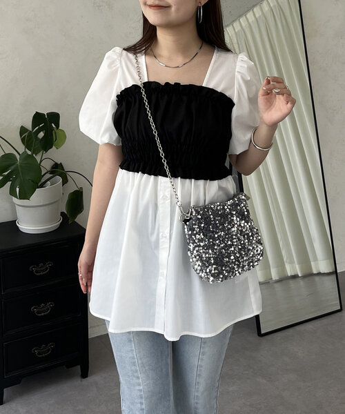 prose verse(プロズヴェール)の「ギャザービスチェドッキングペプラムブラウス(シャツ/ブラウス・レディース・オフホワイト/サックスブルー・MEDIUM/LARGE)」の21枚目の写真