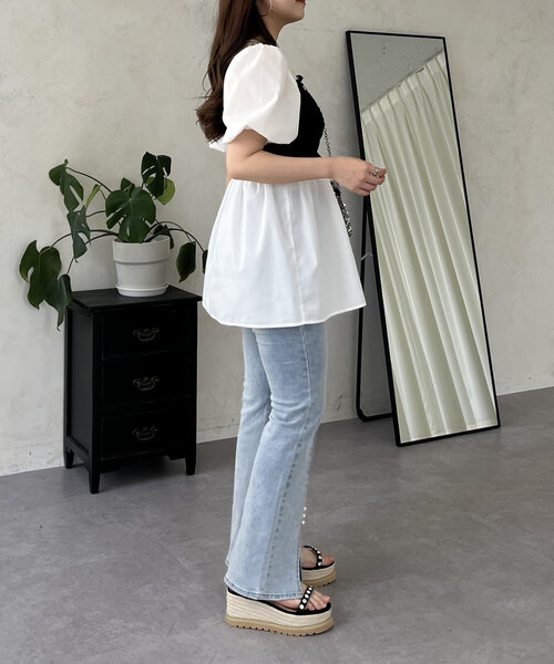 prose verse(プロズヴェール)の「ギャザービスチェドッキングペプラムブラウス(シャツ/ブラウス・レディース・オフホワイト/サックスブルー・MEDIUM/LARGE)」の16枚目の写真