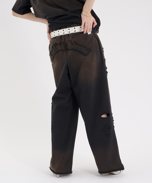 Perushu（ペルーシュ）の「CROSS DAMAGE SWEAT PANTS クロスダメージスウェットパンツ（スウェットパンツ・メンズ・ブラウン/ネイビー/ブラック・LARGE/MEDIUM）」の22枚目の写真