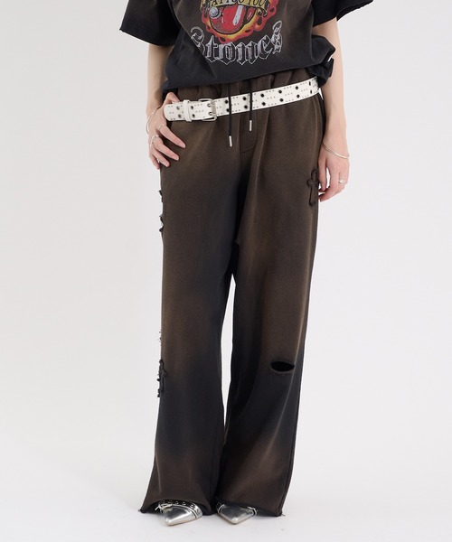 Perushu（ペルーシュ）の「CROSS DAMAGE SWEAT PANTS クロスダメージスウェットパンツ（スウェットパンツ・メンズ・ブラウン/ネイビー/ブラック・LARGE/MEDIUM）」の18枚目の写真