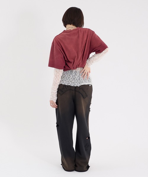 Perushu（ペルーシュ）の「CROSS DAMAGE SWEAT PANTS クロスダメージスウェットパンツ（スウェットパンツ・メンズ・ブラウン/ネイビー/ブラック・LARGE/MEDIUM）」の14枚目の写真