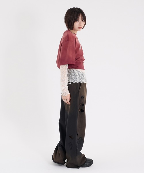 Perushu（ペルーシュ）の「CROSS DAMAGE SWEAT PANTS クロスダメージスウェットパンツ（スウェットパンツ・メンズ・ブラウン/ネイビー/ブラック・LARGE/MEDIUM）」の16枚目の写真