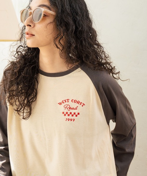 anap mimpi（アナップミンピ）の「配色 ラグラン ワンポイント 刺繍 ロングスリーブ Tシャツ（Tシャツ/カットソー・レディース・ネイビー/グリーン/ダークグレー・FREE）」の8枚目の写真